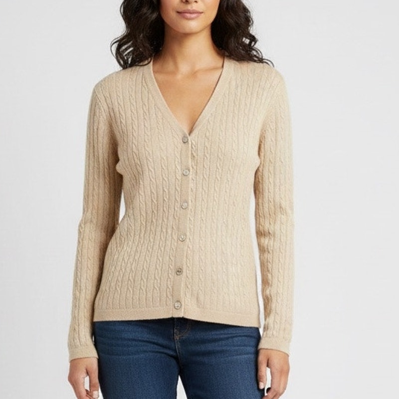 Vintage Valerie Stevens Cable Knit Silk And Cashmere Old Money Style Cardigan